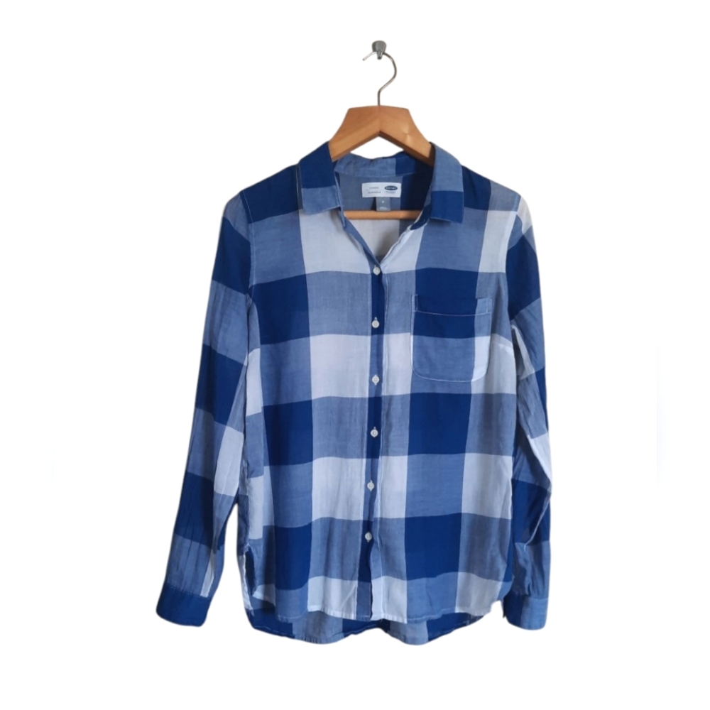 Old Navy Cotton Gingham Buffalo Check Plaid Button Down Shirt